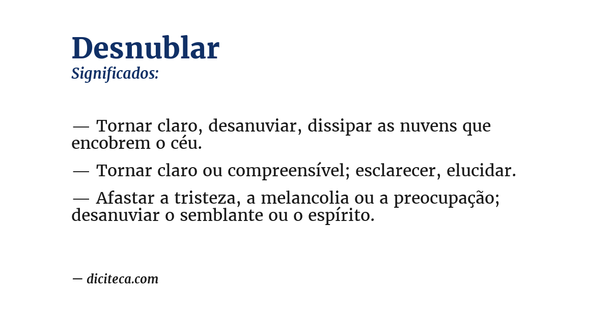 Significado de desnublar