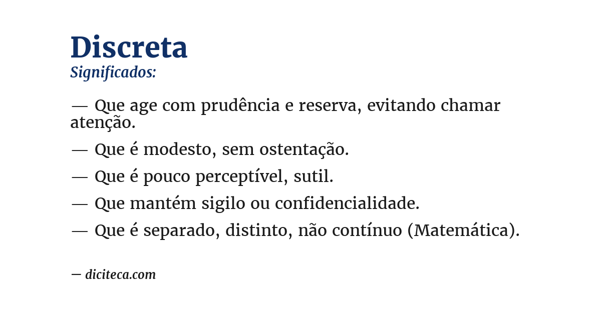 Significado de discreta