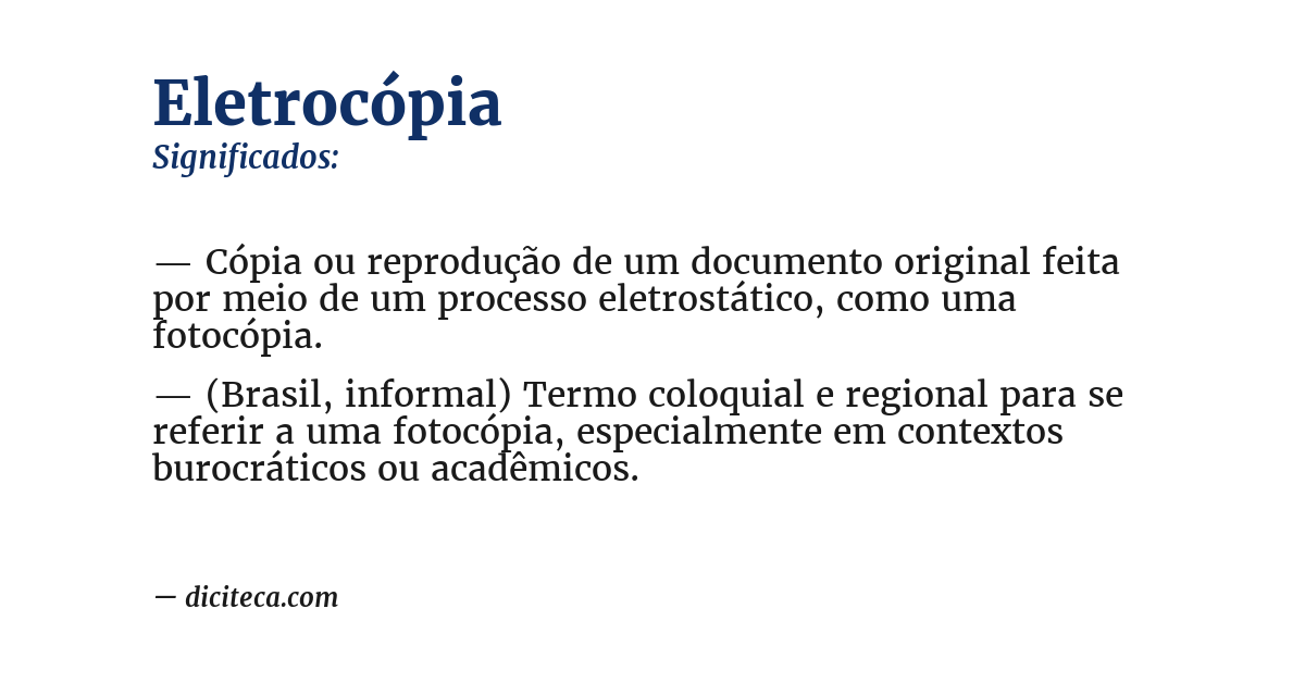 Significado de eletrocópia