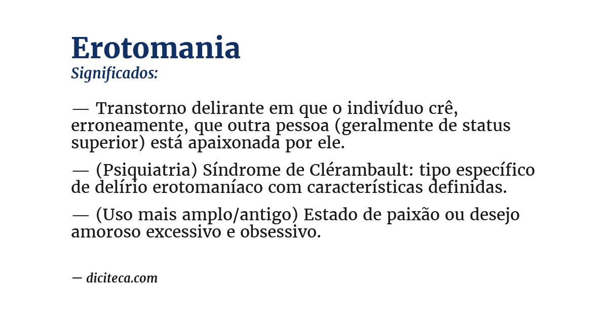 Significado de erotomania