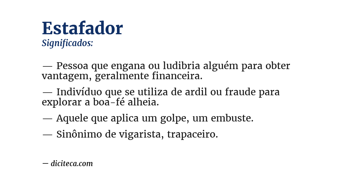 Significado de estafador