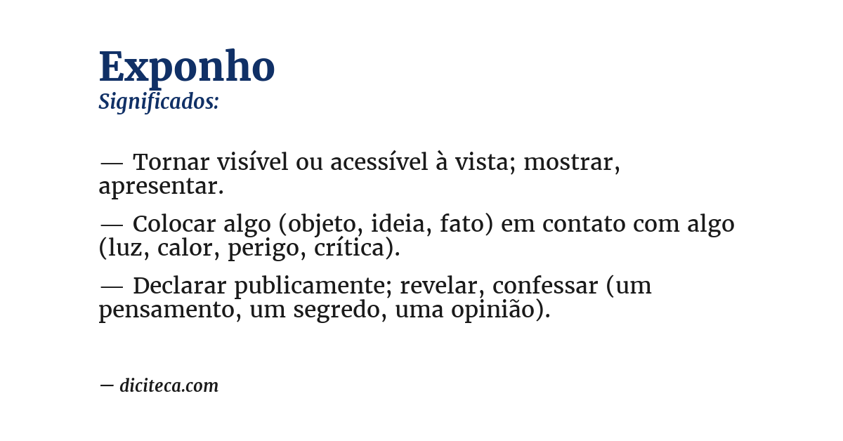Significado de exponho