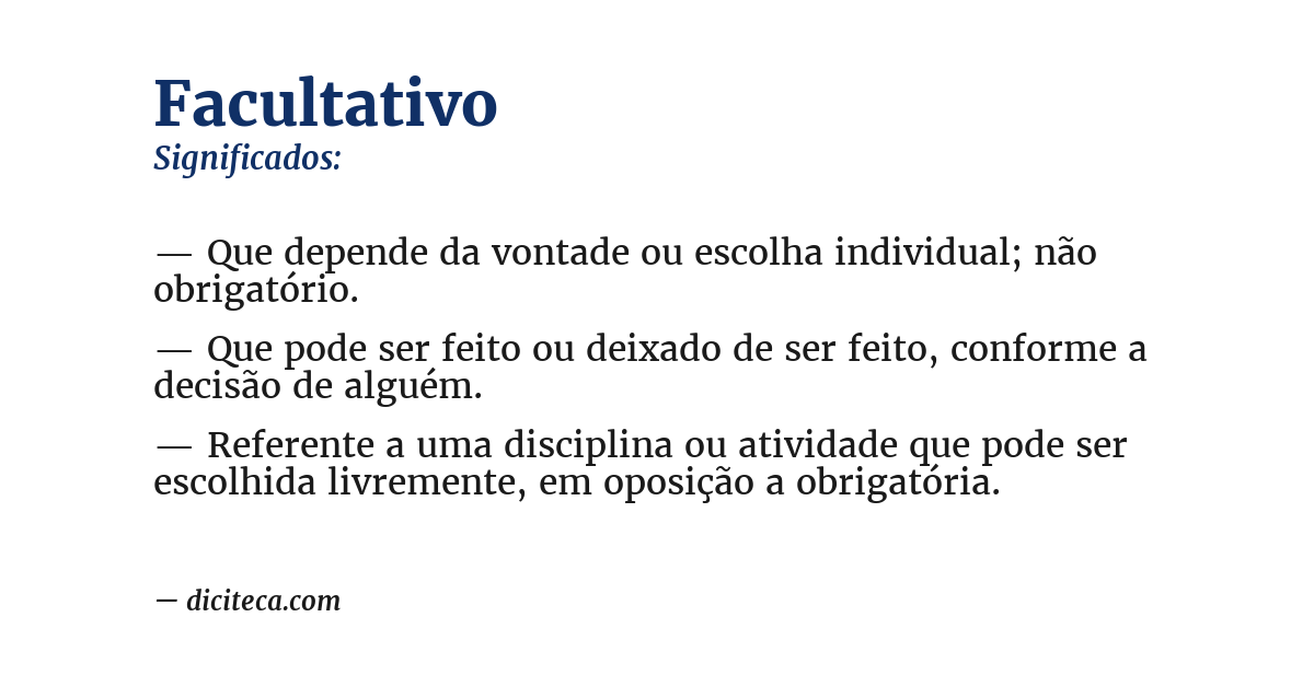 Significado de facultativo