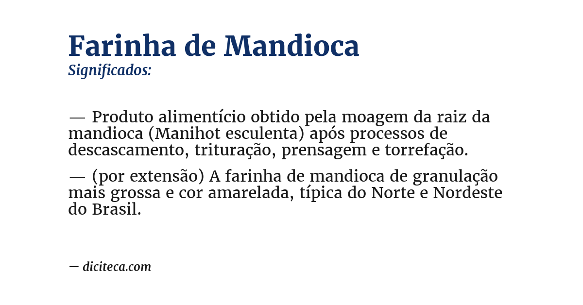 Significado de farinha de mandioca