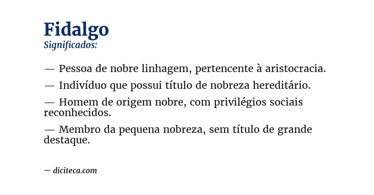 Significado de fidalgo