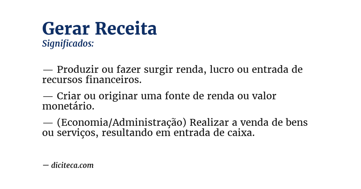 Significado de gerar receita