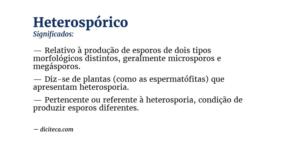 Significado de heterospórico