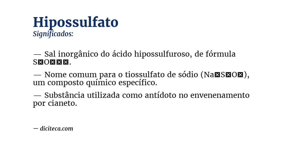 Significado de hipossulfato