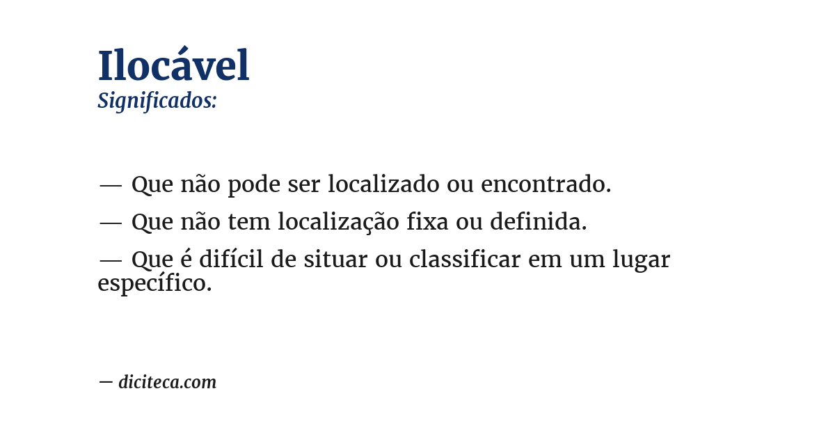 Significado de ilocável