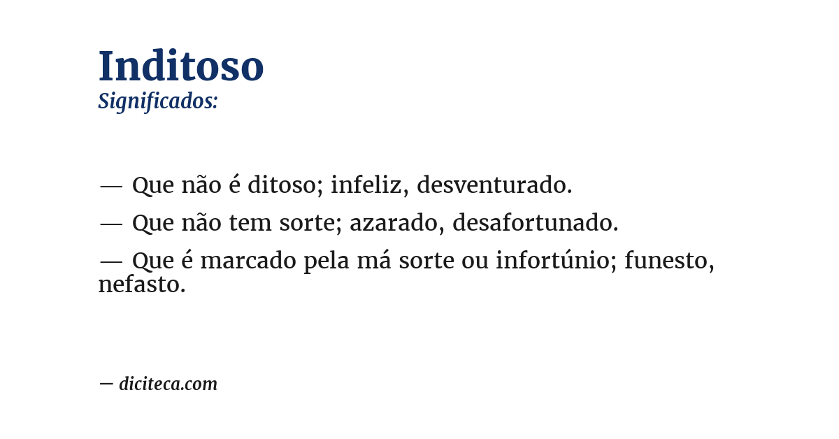 Significado de inditoso