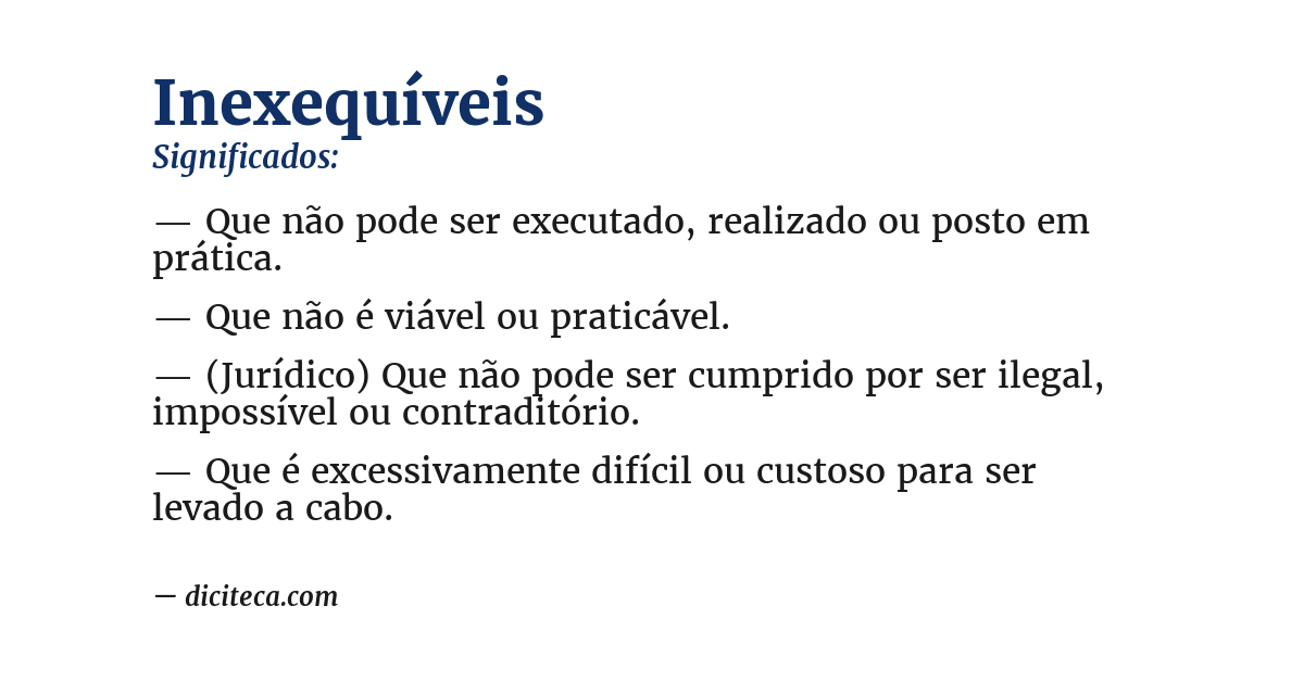 Significado de inexequíveis