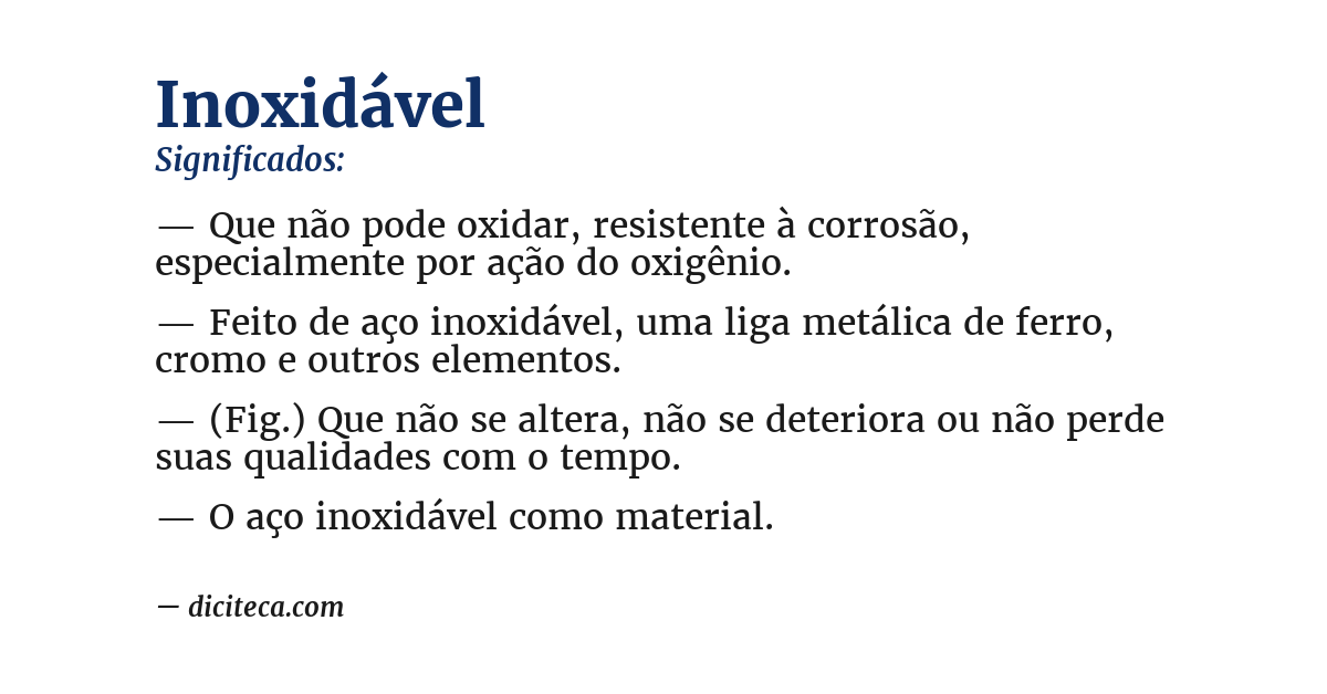 Significado de inoxidável