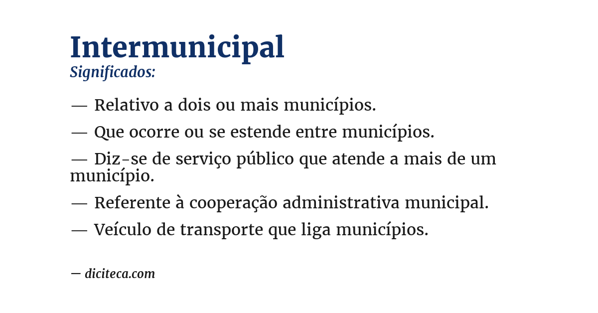 Significado de intermunicipal
