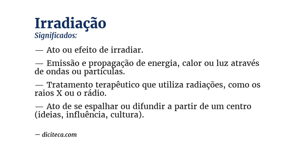 Significado de irradiação