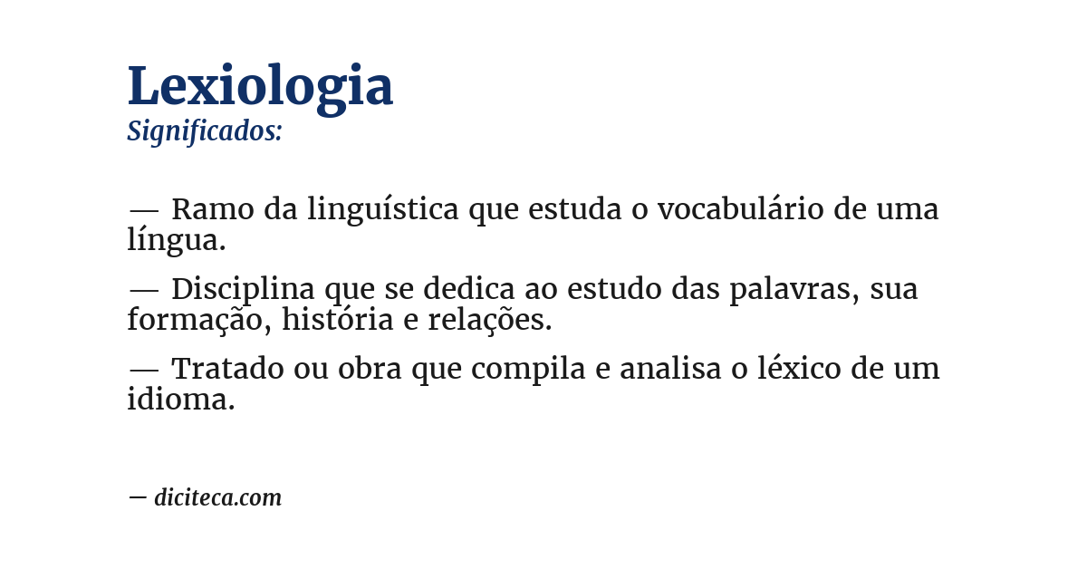 Significado de lexiologia