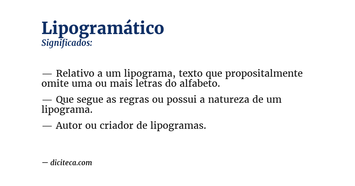 Significado de lipogramático