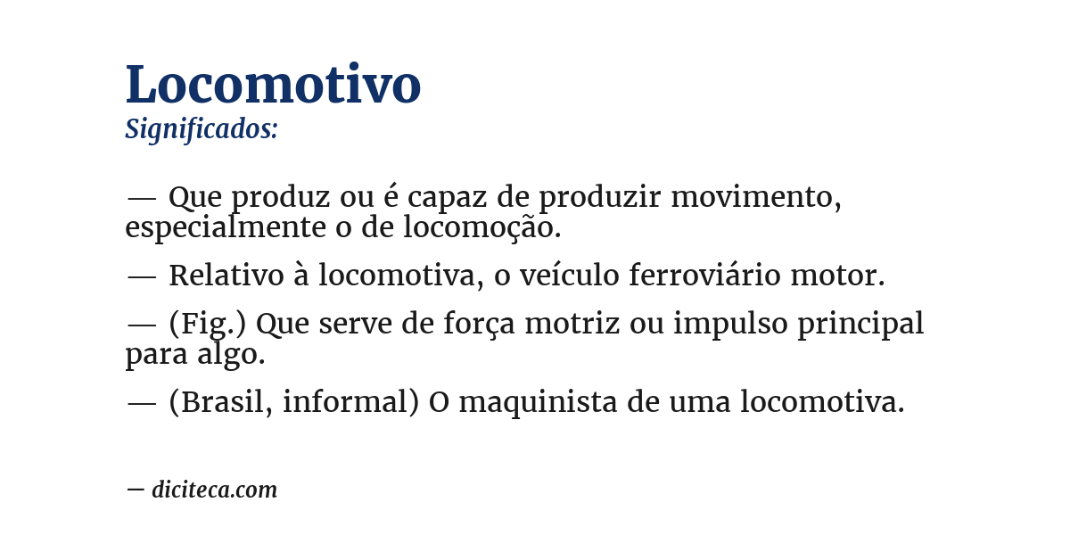Significado de locomotivo