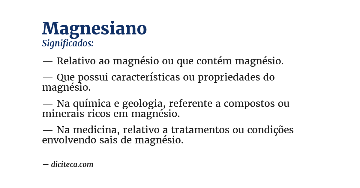 Significado de magnesiano