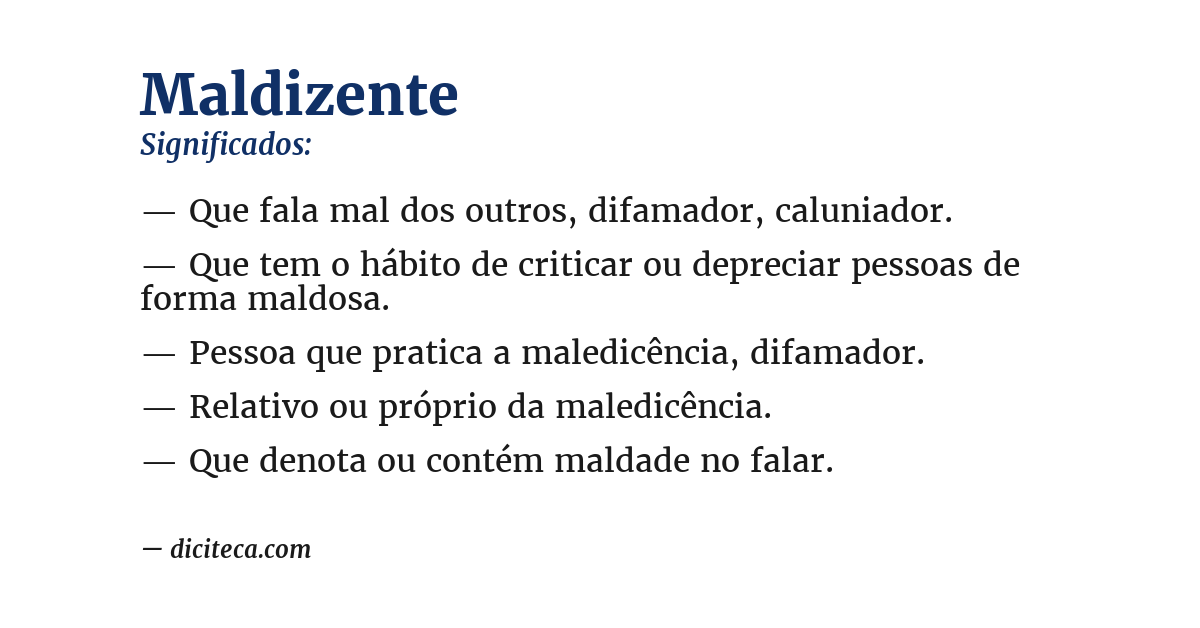 Significado de maldizente