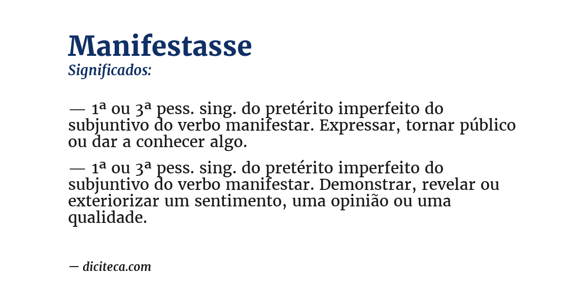 Significado de manifestasse