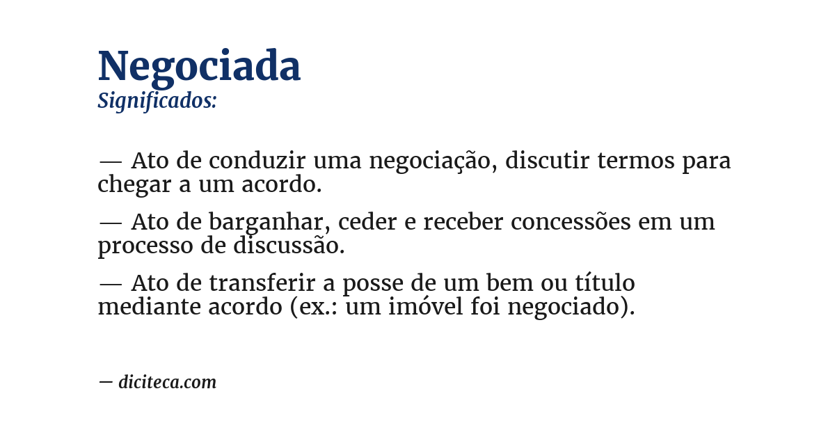 Significado de negociada