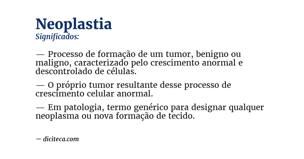 Significado de neoplastia