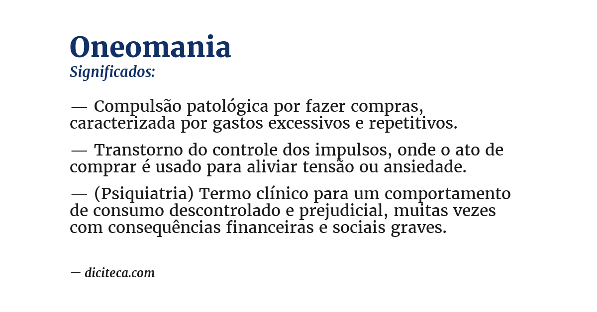 Significado de oneomania
