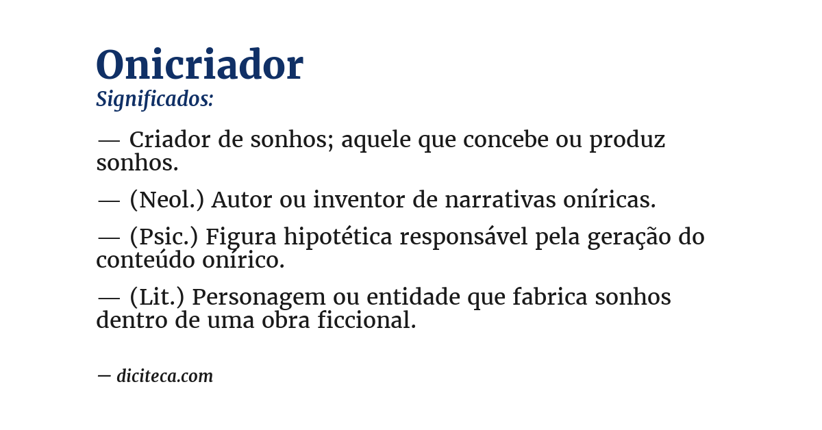 Significado de onicriador