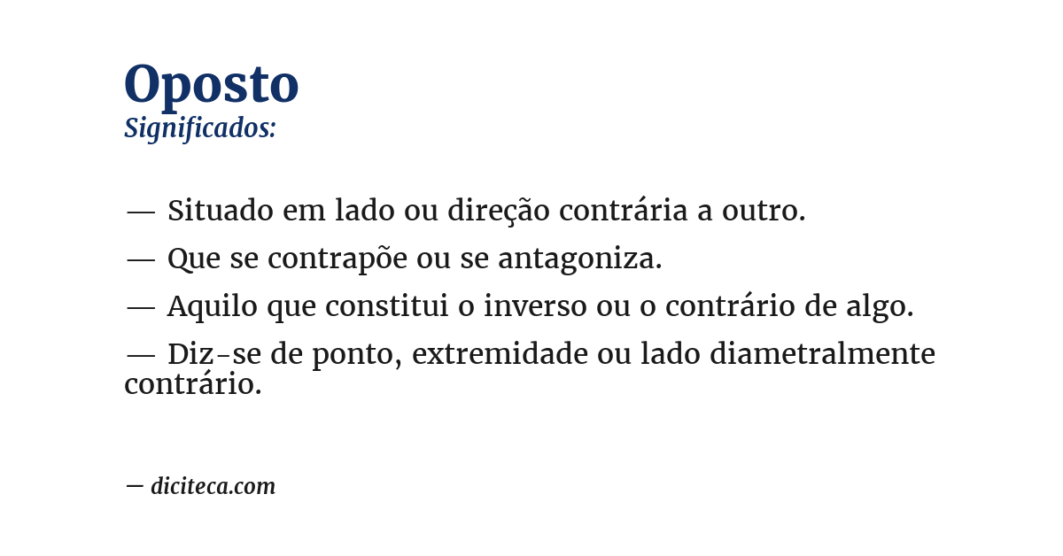Significado de oposto