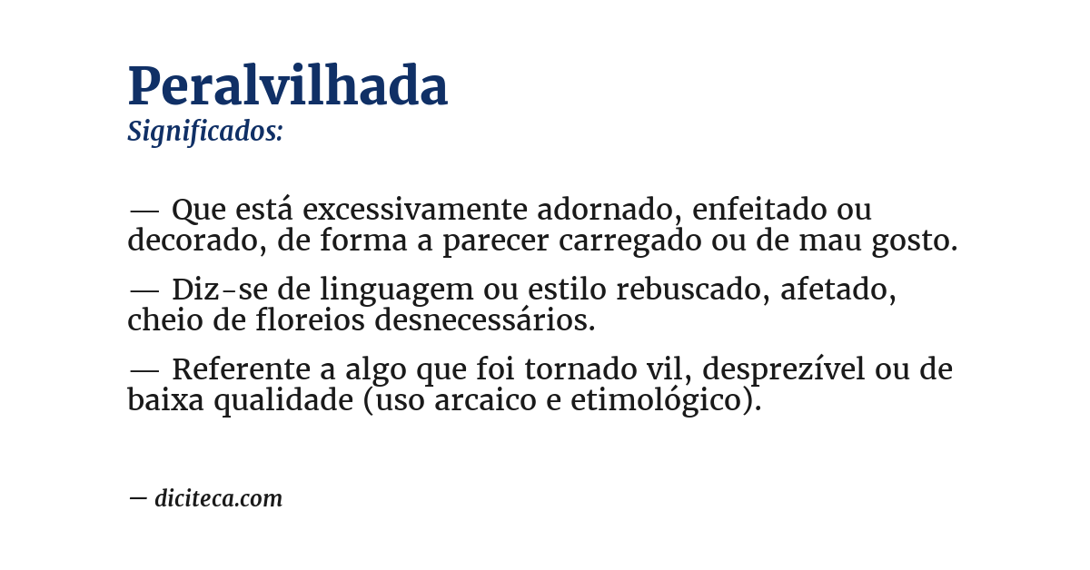 Significado de peralvilhada