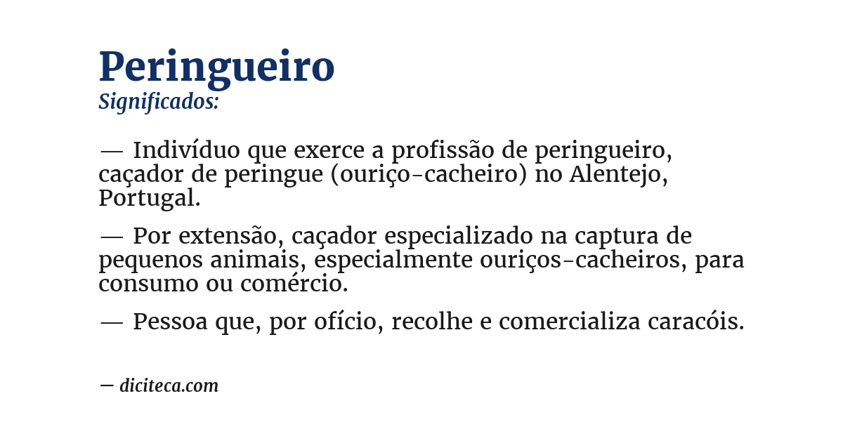 Significado de peringueiro