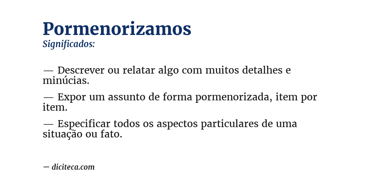 Significado de pormenorizamos