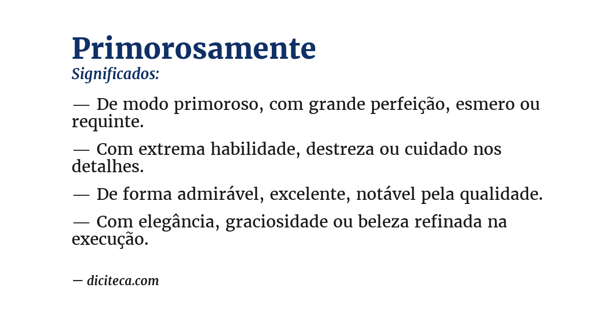 Significado de primorosamente