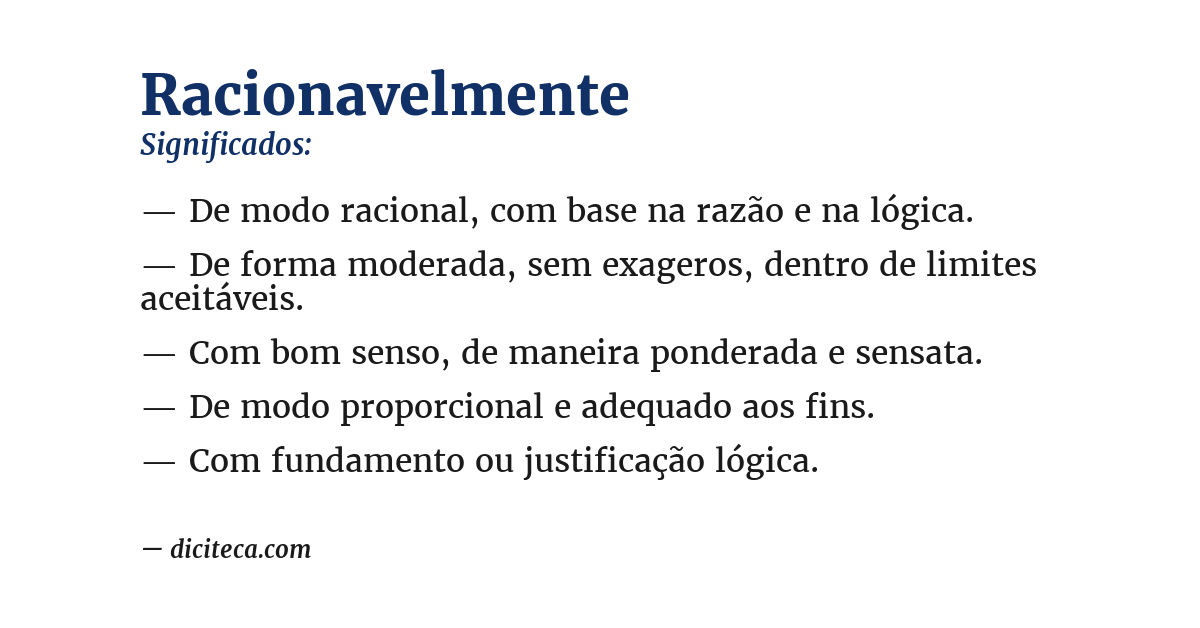 Significado de racionavelmente