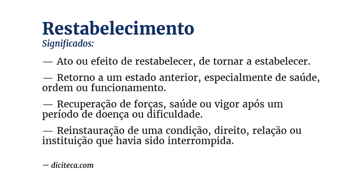 Significado de restabelecimento