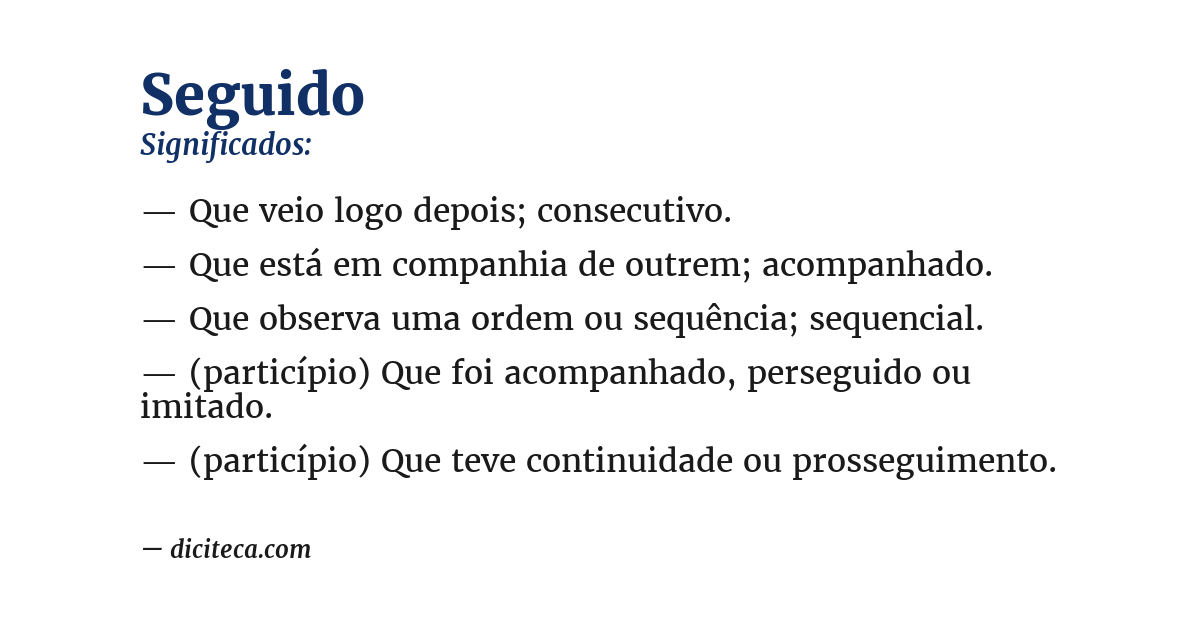 Significado de seguido