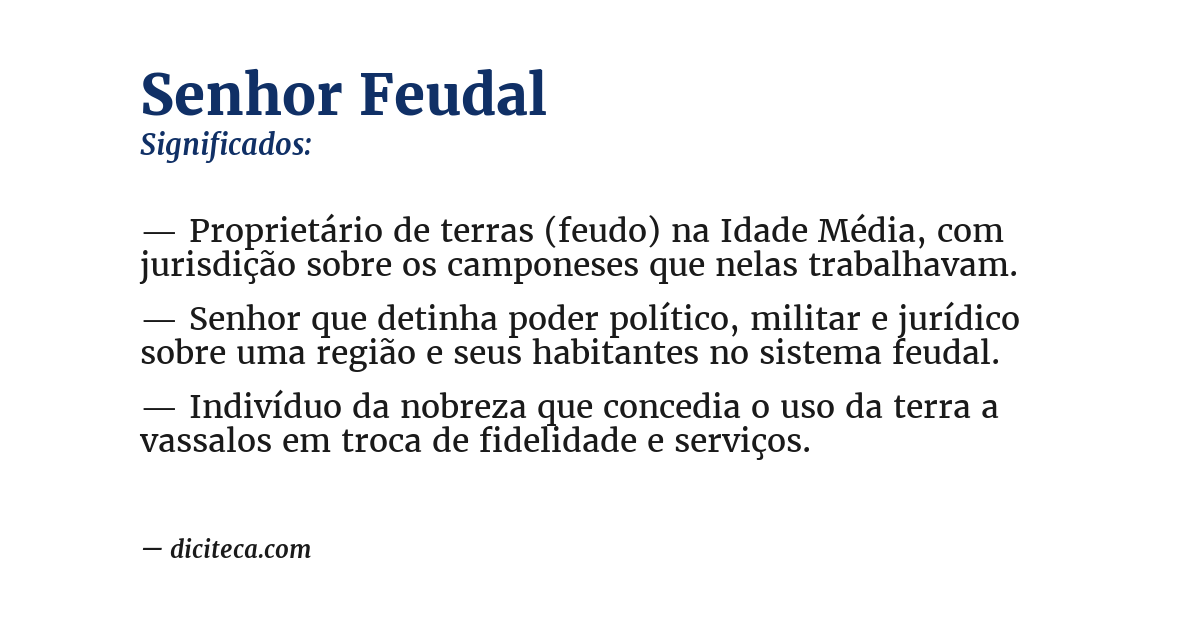 Significado de senhor feudal