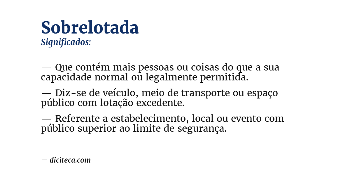 Significado de sobrelotada