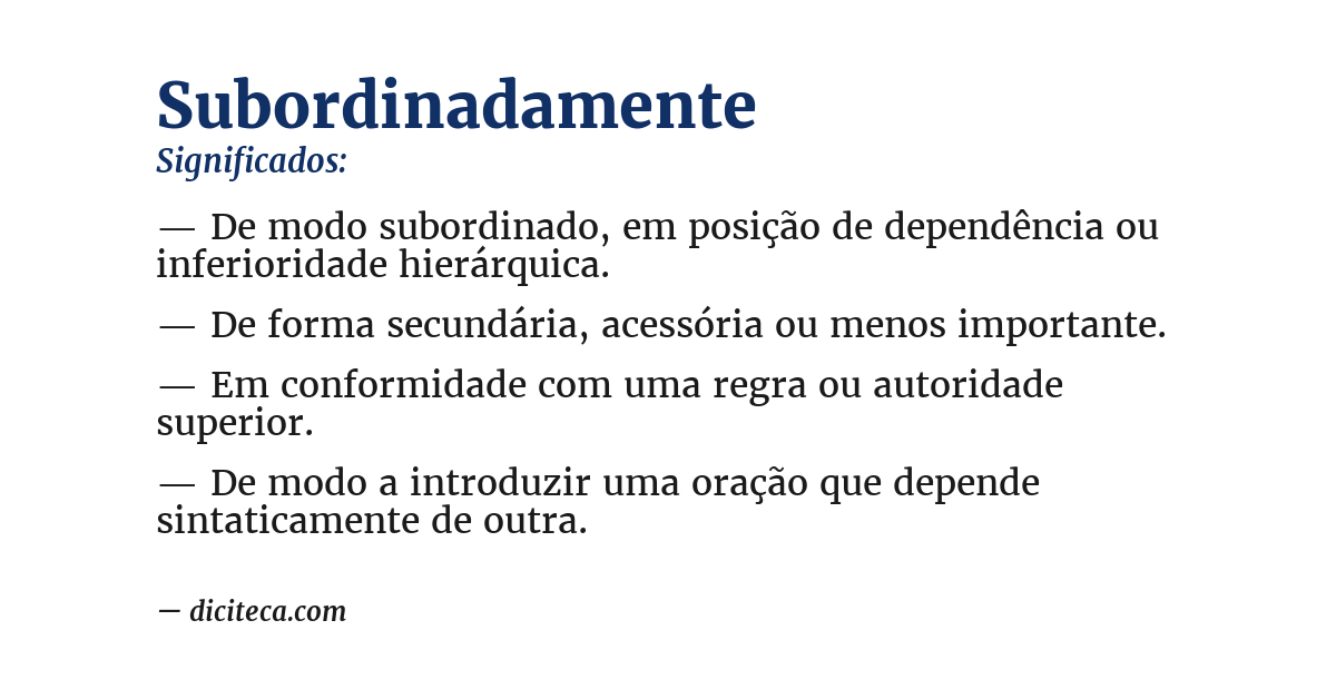 Significado de subordinadamente