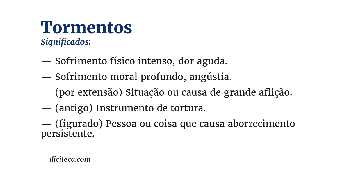 Significado de tormentos