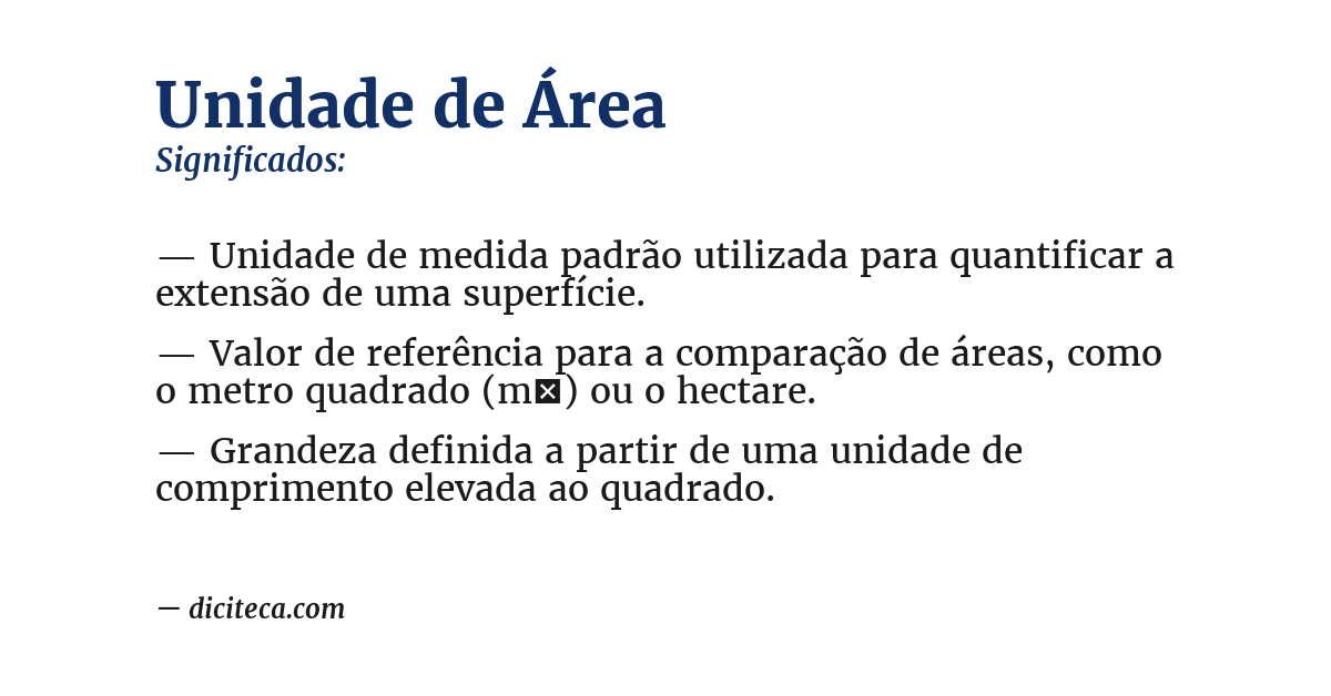 Significado de unidade de área