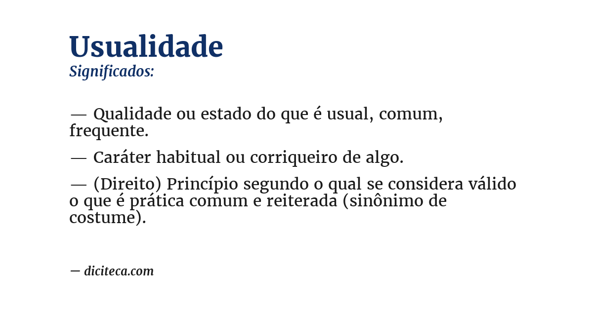 Significado de usualidade