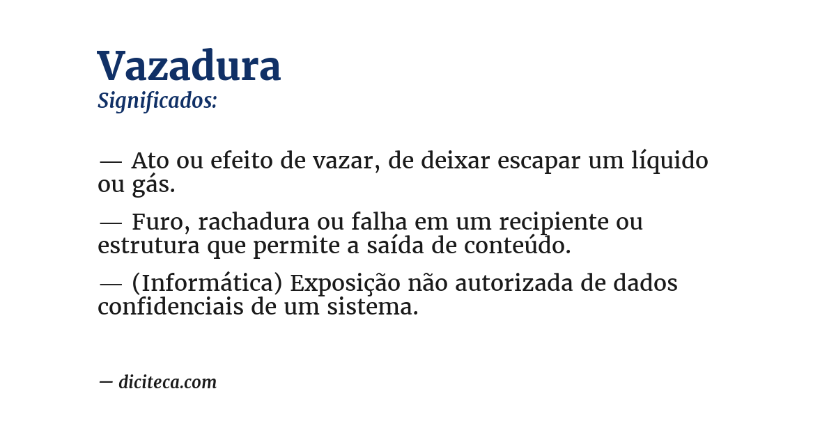 Significado de vazadura