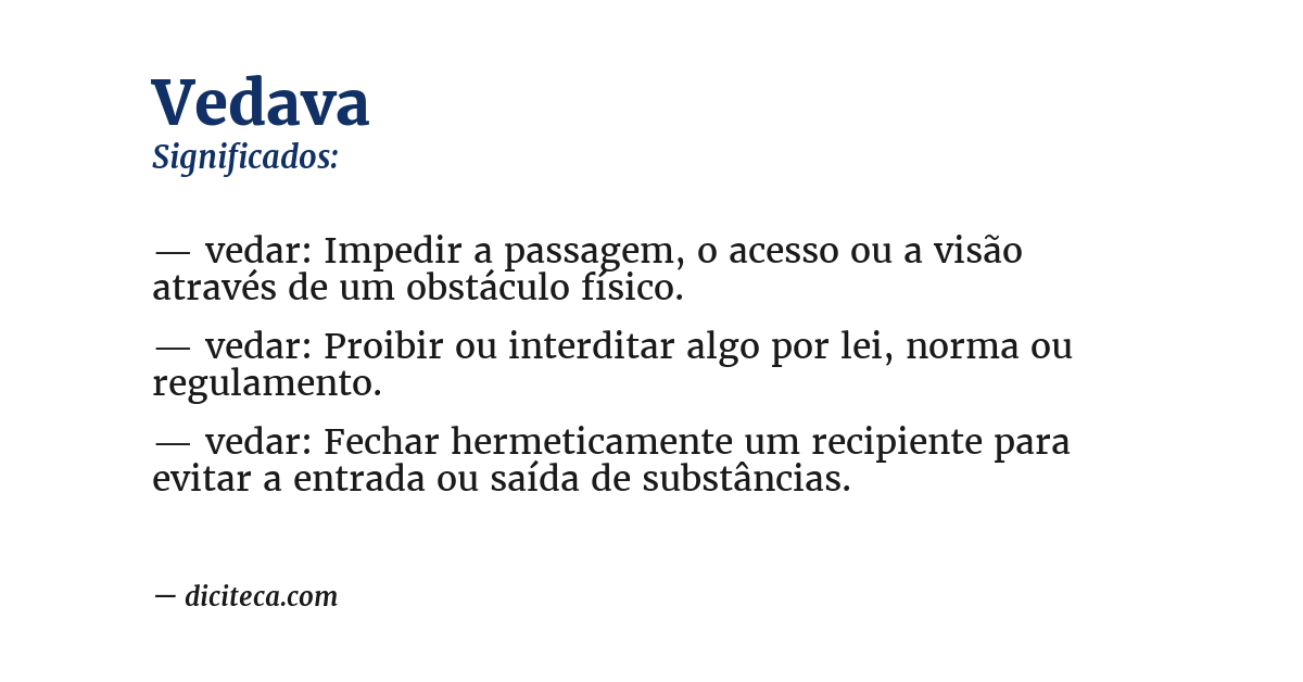 Significado de vedava