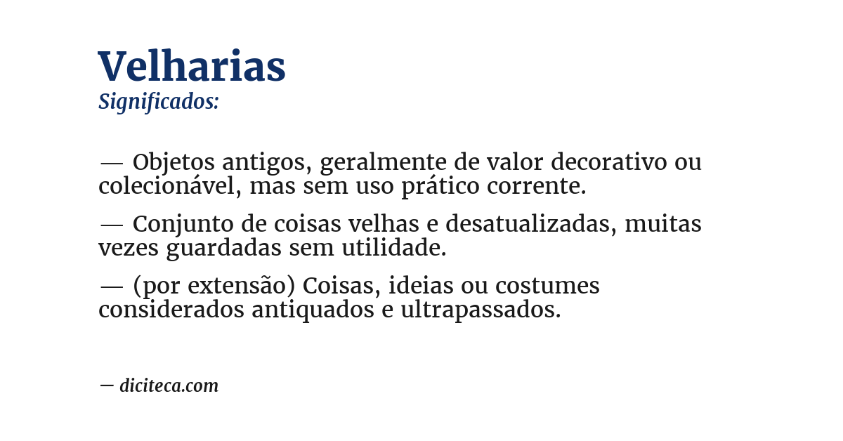 Significado de velharias