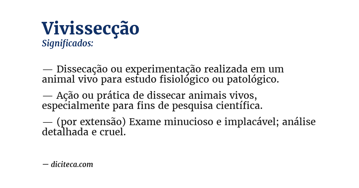 Significado de vivissecção