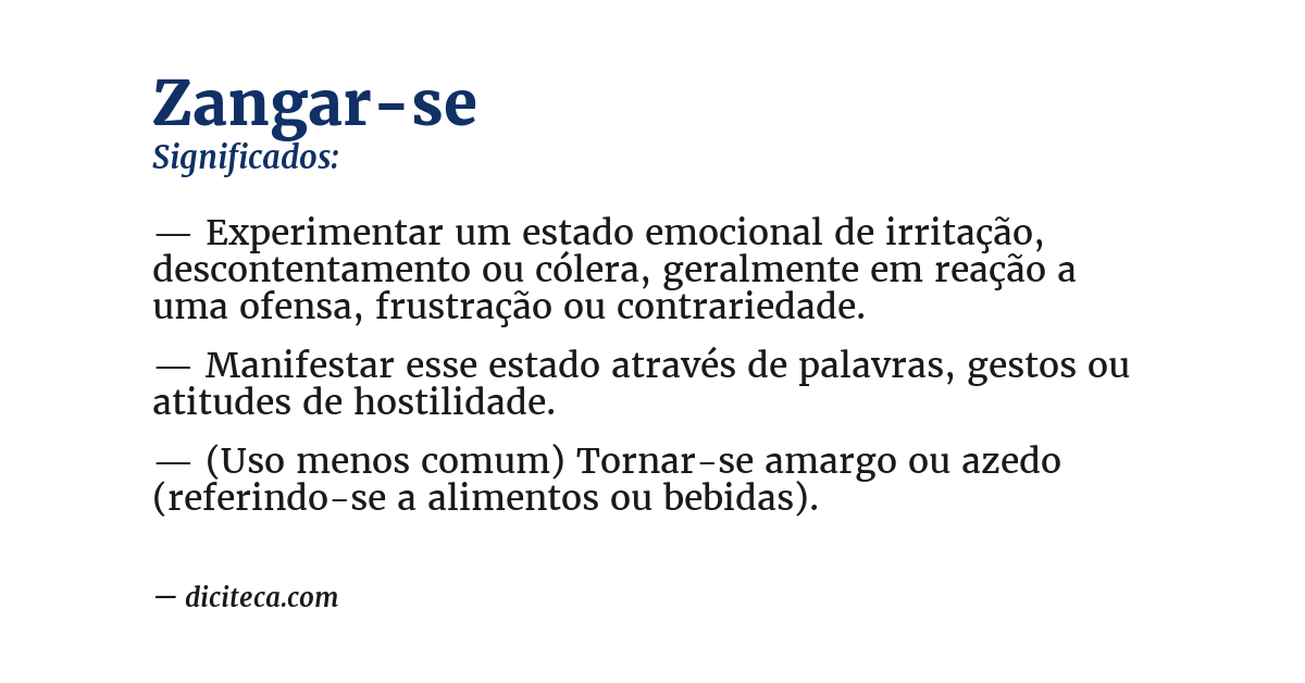 Significado de zangar-se