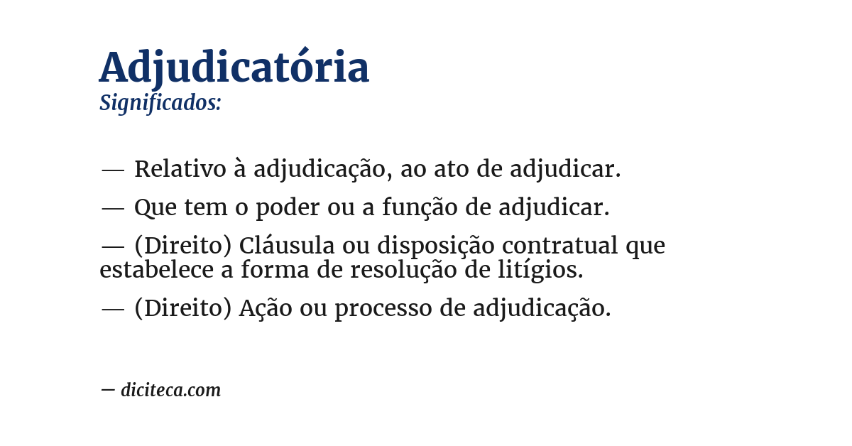 Significado de adjudicatória