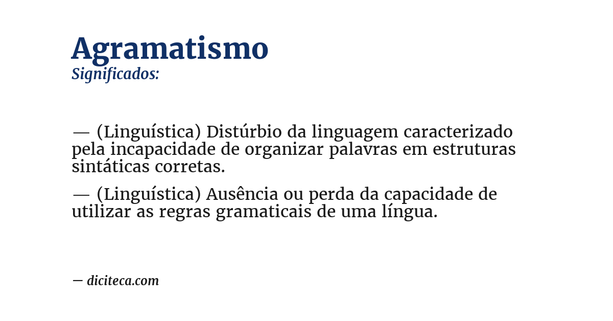 Significado de agramatismo