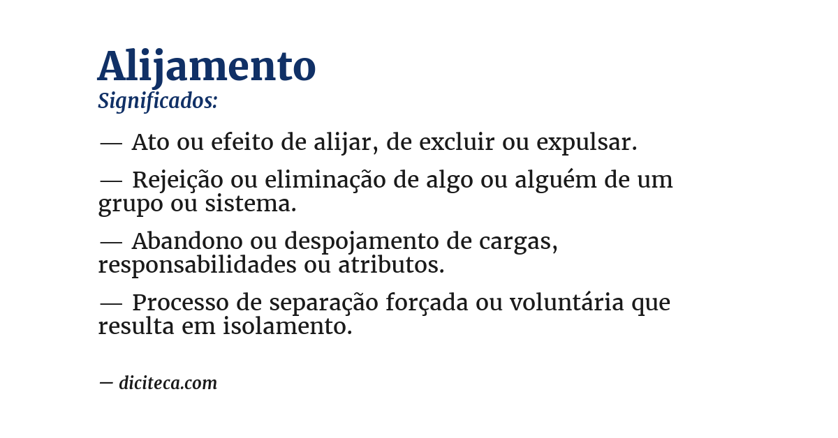Significado de alijamento